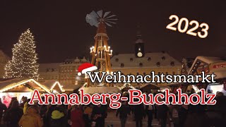 Weihnachtsmarkt Annaberg 2023  verschneit und wunderschön🎄  4K [upl. by Marice]