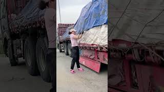 Truck tarp fastening process [upl. by Ayidan671]