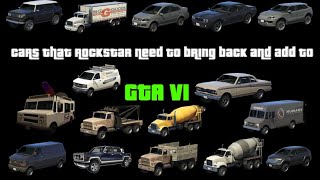 Cars That Rockstar Should Add And Bring Back To GTA VI Part 1 GTAVI gtacars [upl. by Bindman]