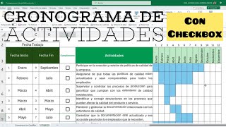 🕹️ Como hacer un CRONOGRAMA DE ACTIVIDADES 📆 en Excel utilizando CHECKBOX ✅ [upl. by Temp]