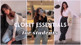 CLOSET ESSENTIALS  How to build your wardrobe for students ✨ budget friendly ✨ [upl. by Llorrad]