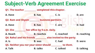 SubjectVerb Agreement Exercise  Most Important MCQs [upl. by Gordie233]