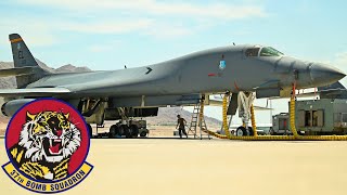 USAF Tigers B1B Lancer bombers Red Flag military exercises in Nevada [upl. by Ojillek]