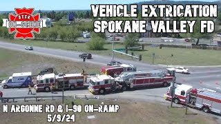 SPOKANE VALLEY E1 E8 E8 L8 V21 V31 1x AMR 3x WSP 1x WSDOTResponse to a vehicle extrication [upl. by Aleac]