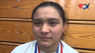 2014 Girls Junior Folkstyle Nationals Champion Kenya Spencer after finals victory [upl. by Nugesulo]