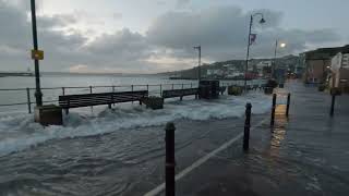 St Ives Harbour Front Underwater During Storm Surge [upl. by Fanni]