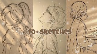 40 sketches ideas 🤍🌷 aesthetic sketches [upl. by Massimiliano]