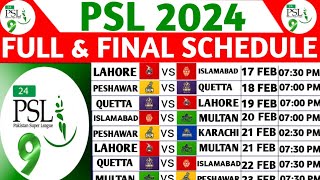 PSL 2024  PSL 2024 Schedule  PSL 2024 All Matches  PSL Full Time Table 2023  PSL 2024 Venues [upl. by Henarat]