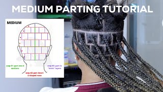 Medium Box Braid Parting Tutorial ROWBYROW  BeginnerFriendly [upl. by Maag]