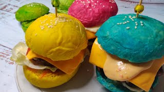 HOW TO MAKE COLOURFUL BURGER BUNS  SAILAS KITCHEN [upl. by Maiocco]