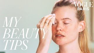 Behati Prinsloos express morning skincare routine  My beauty tips  Vogue Paris [upl. by Calvo79]