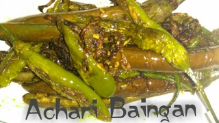 Achari baingan with green chillies easy and Tasty recipe [upl. by Ecertal]