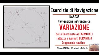 NAS035  VARIAZIONE delle COORDINATE ALTAZIMUTALI di un astro DURANTE il crepuscolo nautico  60min [upl. by Seppala]