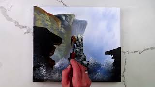 Ocean Rock Formations  Splashing Waves  acrylic seascape painting demo [upl. by Jeannette]