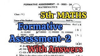 5th Class FA2 MATHS 💯💯Full Question Paper with Answer Key🗝️previous year  5th 💯Fa2 MATHS Answers [upl. by Ricki122]