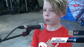 Iowa State Fair youth whistling contest winner Rowan Cornelius performs live on KCCI [upl. by Nim699]