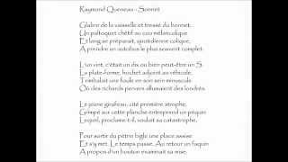 Queneau Raymond  SONNET  Glabre de la vaisselle et tressé du bonnet [upl. by Eugine842]