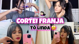 ✂️ COMO CORTAR FRANJA SOZINHA EM CASA 🥰 CURTAIN BANGS TENDÊNCIA 2024  visual novo para ano novo [upl. by Enida]