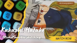 Drawing Kakashi Hatake with Alcohol Markers  Marker Illustration Process [upl. by Selemas]