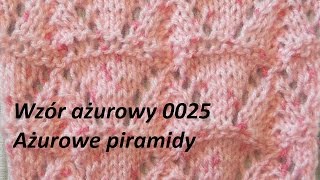 Wzór ażurowyPiramidy 0025Robótki na drutach Dzierganie dla początkującychTutorial [upl. by Llieno]