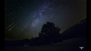 Milky Way and Perseid Meteor Shower in the Alps Germany  Canon 6D  Samyang 14mm  4K [upl. by Janette]