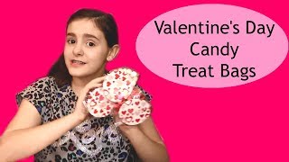 Making Valentines Day Candy Treat Bags Fun Activity [upl. by Adnawt]