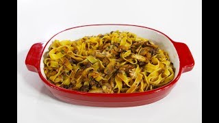 Tagliatelle larghe con ragù di fegatini e funghi [upl. by Orfurd]