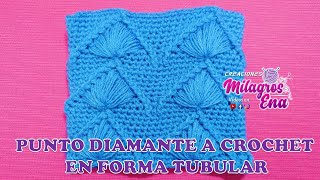 PUNTO DIAMANTE TEJIDO A CROCHET EN FORMA TUBULAR PARA APLICAR EN GORROS BOINAS Y VINCHAS [upl. by Sihonn960]