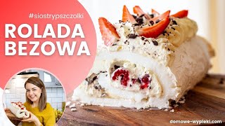 Najlepsza rolada bezowa 🤩 Z owocami i bitą śmietaną 🍫🍓🍫 [upl. by Mohorva756]