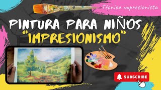 Impresionismo para niños dibujo de paisaje paso a paso [upl. by Atnohs]