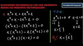 Ecuaciones Polinomiales con una Incógnita Resueltas mediante Factorización Parte 1 [upl. by Adlare631]