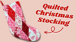 Free Pattern Adorable Quilted Diamond Christmas Stocking [upl. by Iatnahs]