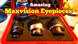 Maxvision Eyepieces 24mm 82° 34mm 68° Baader Hyperion 10mm 68°  Unboxing Review Daylight Use [upl. by Eineg794]