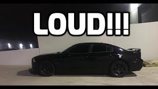 INSANELY LOUD HEMI 2014 CHARGER Exhaust  straight pipe no resonator no Muffler  Revs [upl. by Harwin]