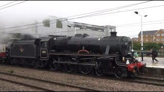 Two Black 5 44871 And 45231 Steam Locomotives On The East Coast Main Line At Peterborough Station [upl. by Robbin]