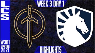 GG vs TL Highlights  LCS Spring 2021 W3D1  Golden Guardians vs Team Liquid [upl. by Adama]