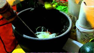 Lao Food  Green Papaya Salad in Vang Vieng for a tourist [upl. by Padraic]