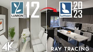 Lumion 12 vs Lumion 2023 Ray Tracing I 4k Interior Animation Cinematic I Modern Kitchen Design [upl. by Aileahcim]