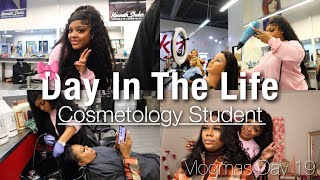 VLOGMAS  DAY IN THE LIFE OF A COSMETOLOGY STUDENT 🤍💇🏽‍♀️ [upl. by Juno771]