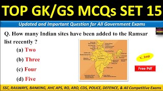 Top GKGS Questions Set 15 for All Competitive ExamsImp GkGs Quiz GkGs MCQs for All Govt Exams [upl. by Bertila608]