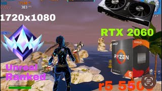 Fortnite Chapter 5  RTX 2060 Ryzen 5 5500  Unreal Ranked Solos 1080p Performance Mode [upl. by Eilsek]