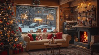 Snowy Holiday Morning  Warm Fireplace Sounds for a Calm Christmas Day  Relaxing White Noise [upl. by Saoj]