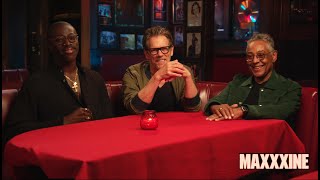 MaXXXine Interview Kevin Bacon Giancarlo Esposito Moses Sumney Ti Wests X Trilogy A24 Films [upl. by Eitak]