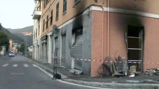 ATTENTATO INCENDIARIO IN VIA STRUPPA  GENOVA [upl. by Rydder519]