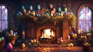 COZY FIREPLACE EASTER TIME AMBIENCEBUTTERFLIESREALISTIC BURNING FIRESOOTHING FIREPLACE ASMR [upl. by Karb]