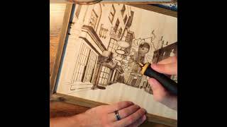 Diagon Alley Woodburn Timelapse harrypotter diagonalley woodburning [upl. by Beetner203]