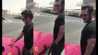 Salman Khan Checks Out Rashed Belhasa Ferrari [upl. by Ahsratan334]