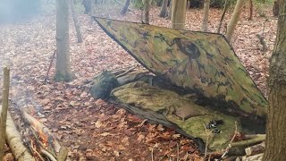 Poncho Camping in The Woods Helikon Tex Poncho Helikon Tex Swagman Bushcraft Skills MOVIE [upl. by Krischer860]