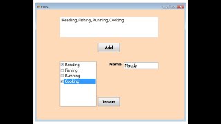 Visual Basicnet How to insert all items CheckedListBox with checkstate to sql database [upl. by Nnaharas]