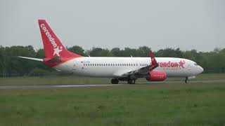 Corendon Airlines B737800 Takeoff Groningen Airport Eelde [upl. by Enomrej]